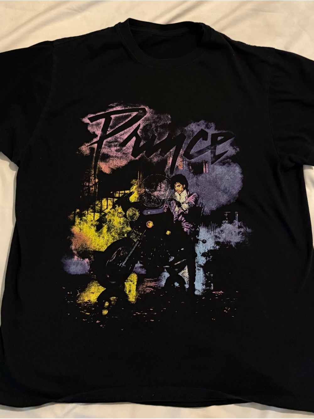 VTG Prince Graphic Short Sleeve Tee - Black with Purple & Yellow Artwork